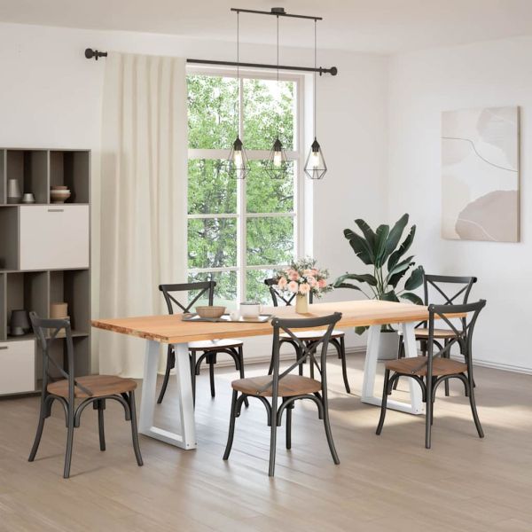 Крака за трапезна маса, V-образни, 2 бр., бели, 60 x (72-73,3) см, стомана