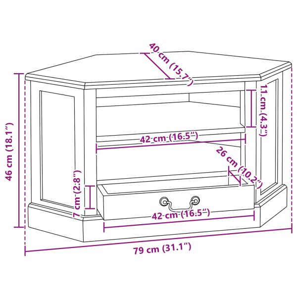 Ъгловшкафзателевизор с чекмедже Естествен 79 x 40 x 46 см