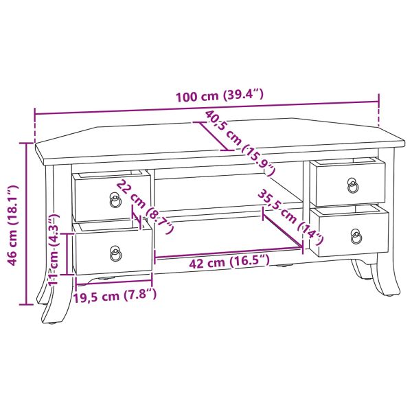ТВ шкаф Естествен 100 x 40,5 x 46 см Масивно махагоново дърво