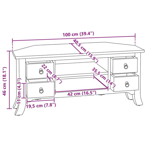 ТВ шкаф Кафяво 100 x 40,5 x 46 см Масивно махагоново дърво
