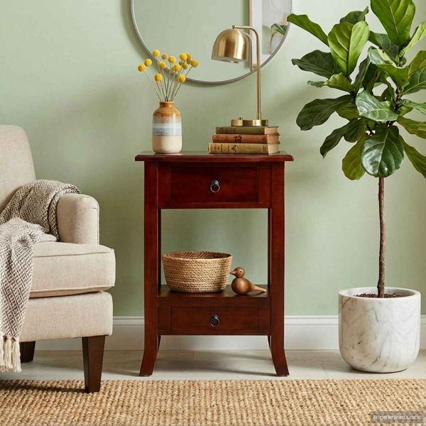 Конзолна маса Кафяво 50 x 29,5 x 76 см Масивно махагоново дърво