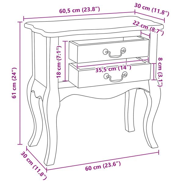 Странична маса с чекмедже Естествен 60,5 х 30 х 61 см