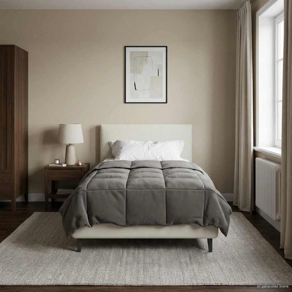 Летен юрган Патичено Светлосиво 135 x 220 см Микрофибър