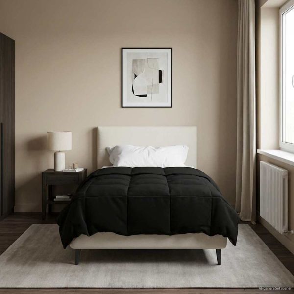 Летен юрган Патичено Черен 140 x 220 cm Микрофибър