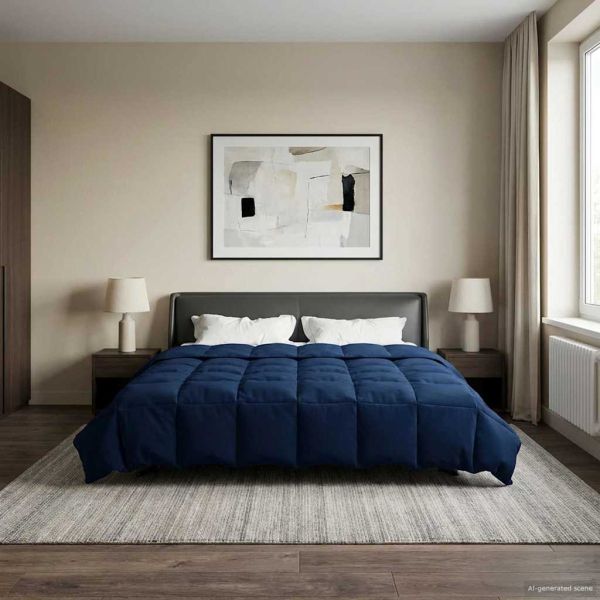 Летен юрган Патичено Тъмен син 200 x 240 cm Микрофибър