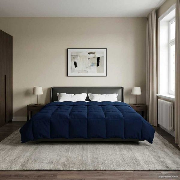 Летен юрган Патичено Тъмен син 240 х 260 см Микрофибър