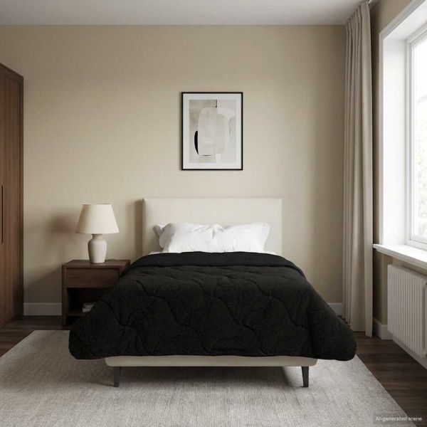 Летен юрган Черно 140 x 200 cm Микрофибър и тедди флийс