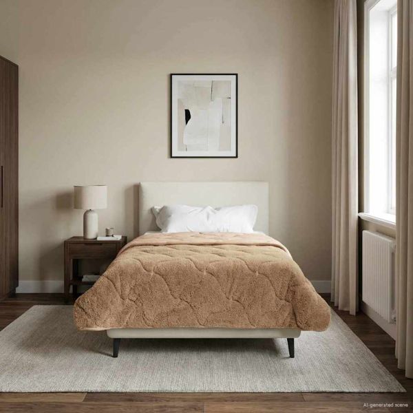 Летен юрган Таупе 135 x 220 см Микрофибър и тедди флийс