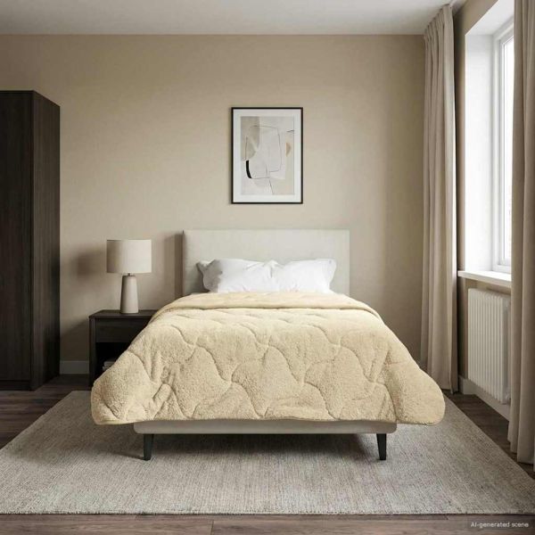 Летен юрган Крем 140 x 220 cm Микрофибър и тедди флийс