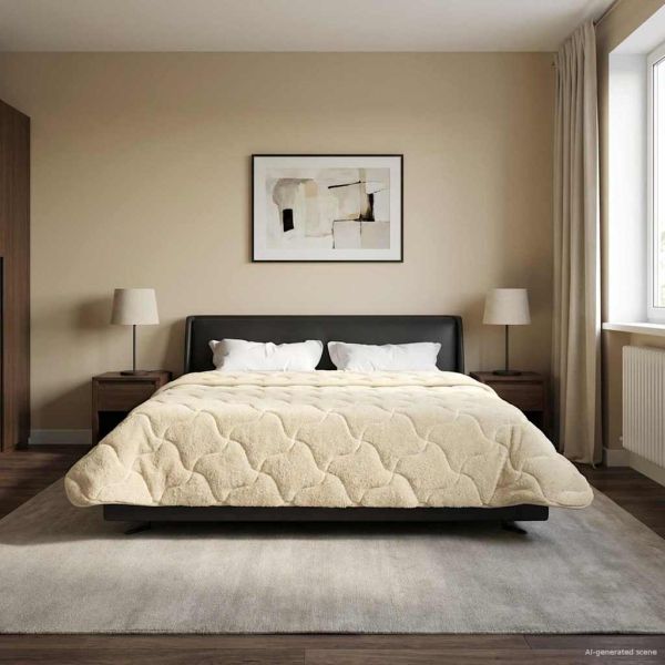 Зимен юрган Крем 220 x 240 cm Микрофибър и тедди флийс