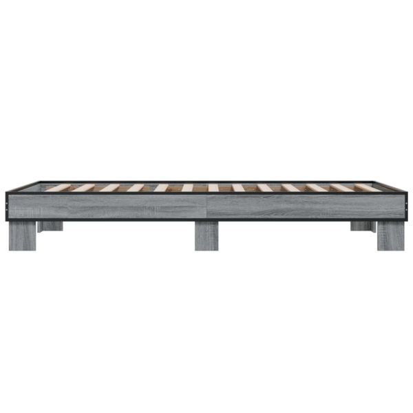 Рамка за легло, сив сонома, 90x190 см, инженерно дърво и метал