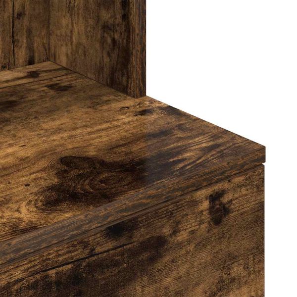 Нощно шкафче, опушен дъб, 39x35x125 см, инженерно дърво