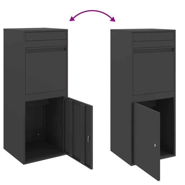 Пощенска кутия за пратки с врата Черно 41 x 38 x 103 см Стомана