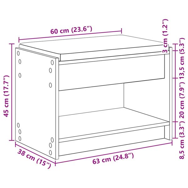 Пейка за коридор с възглавница Сонома дъб 63 x 38 x 45 см