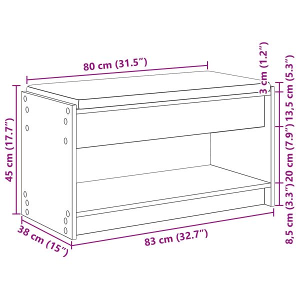 Пейка за коридор с възглавница Бетонно Сиво 83 x 38 x 45 см