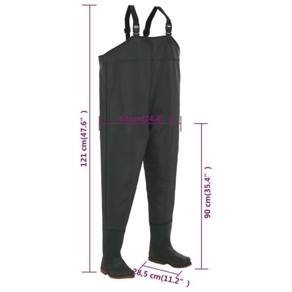 Гащеризон за риболов с ботуши размер 45, зелен