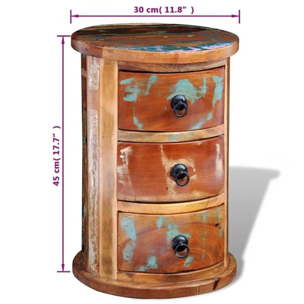 Шкаф от регенерирано дърво масив с 3 чекмеджета