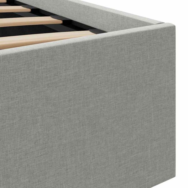 Легло с повдигащ механизъм и LED светлосиво текстил 100x200 см