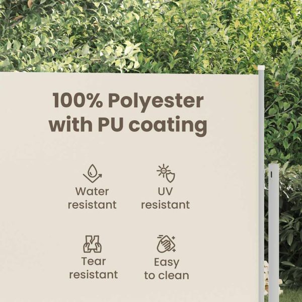 Прибираща се дворна странична тента, 180x300 см, кремава