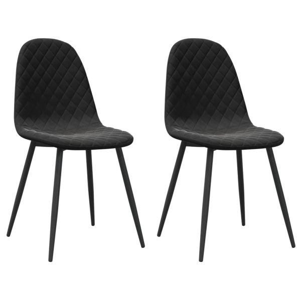 Трапезни столове, 2 бр, черни, кадифе