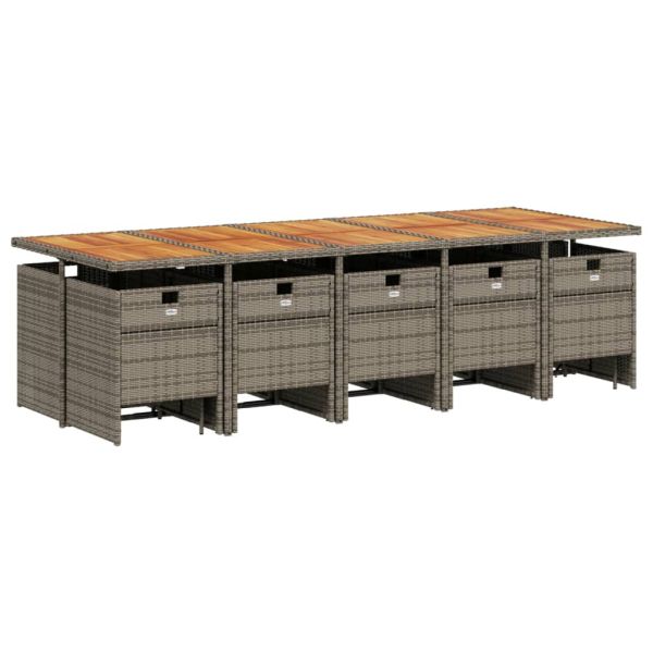 Градински комплект с възглавници 15 части полиратан сив