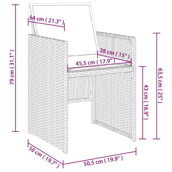 Градински комплект с възглавници 11 части сив полиратан