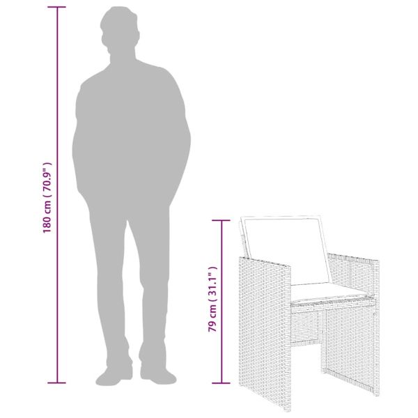 Градински комплект с възглавници 11 части сив полиратан