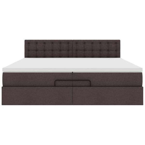 Османска легло с матрак и LED, тъмнокафяво, 200x200 см, плат