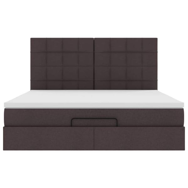 Османска легло с матраци, тъмнокафяво, 200x200 см, плат