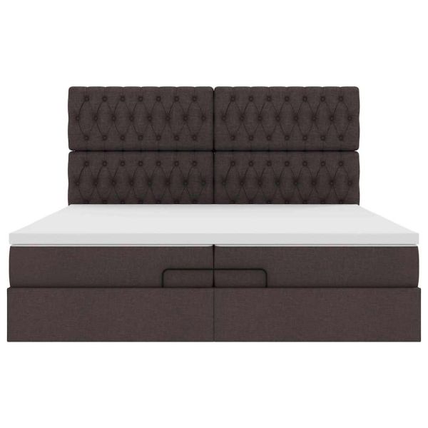 Османска легло с матраци, тъмнокафяво, 200x200 см, плат