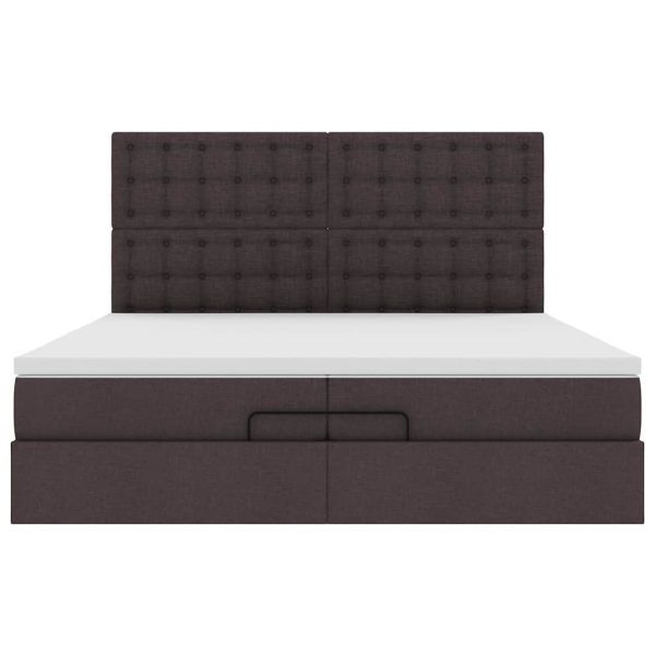 Османска легло с матраци, тъмнокафяво, 200x200 см, плат