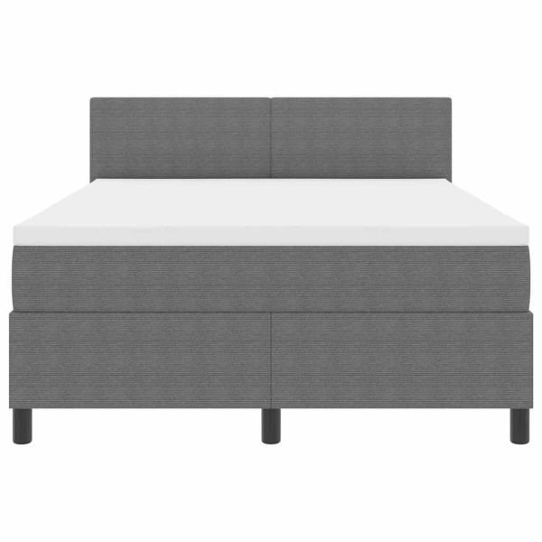 LED кутия за пружини с легло Светлосив и бял 160 x 200 cm