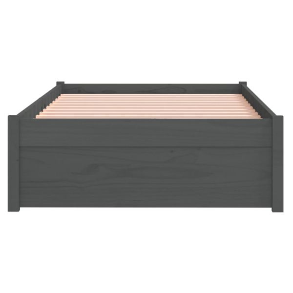 Рамка за легло, сива, дърво масив, 75x190 см, Small Single