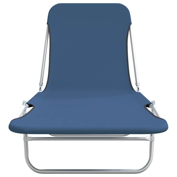 Сгъваеми шезлонги, 2 бр, стомана и текстил, сини