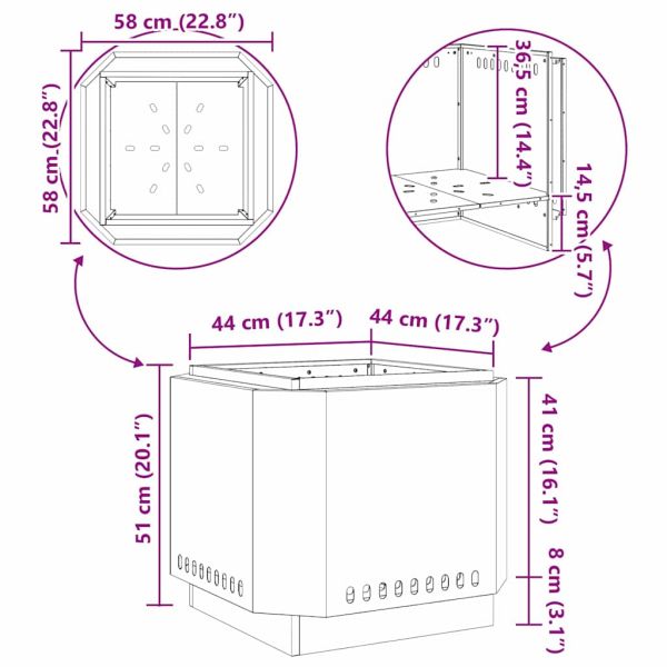 Бездимна камина Черно 58 x 58 x 51 см Студено валцована стомана