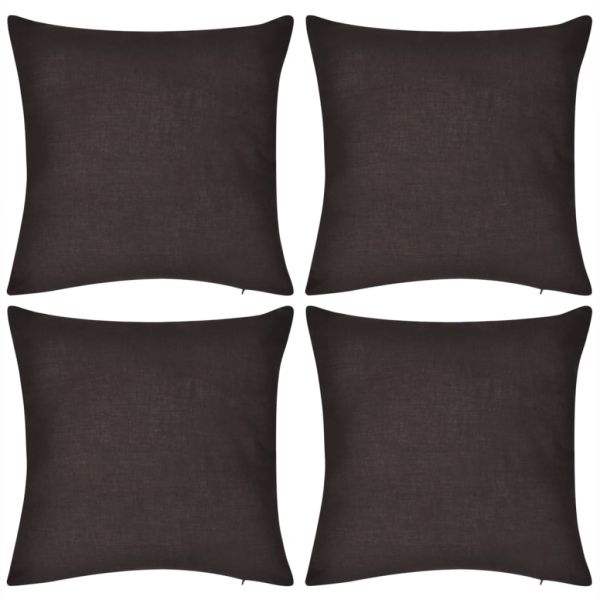 130913 4 Brown Cushion Covers Cotton 40 x 40 cm