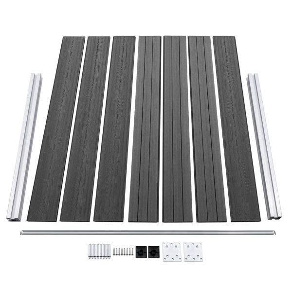 Комплект оградни панели, WPC, 353x146 см, черен