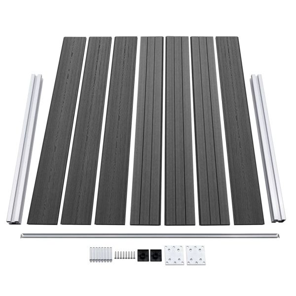 Комплект оградни панели, WPC, 699x146 см, черен