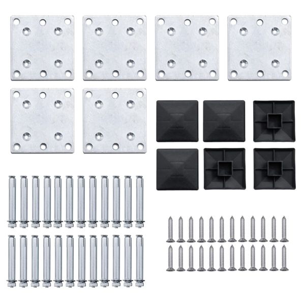 Комплект оградни панели, WPC, 872x146 см, черен