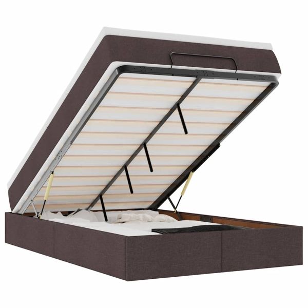 Османска легло с матрак, тъмнокафяво, 120x200 см, плат