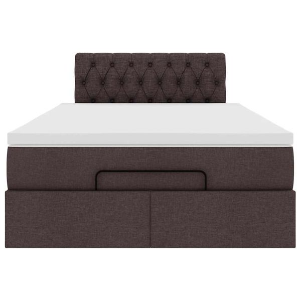 Османска легло с матрак, тъмнокафяво, 120x200 см, плат