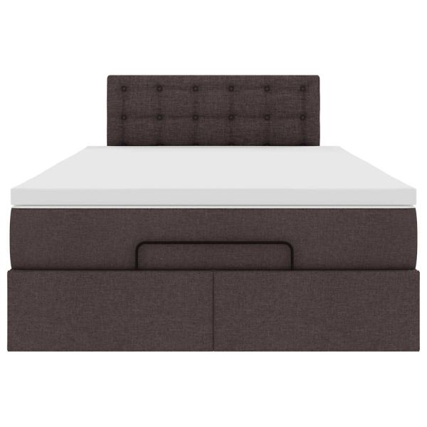 Османска легло с матрак, тъмнокафяво, 120x200 см, плат