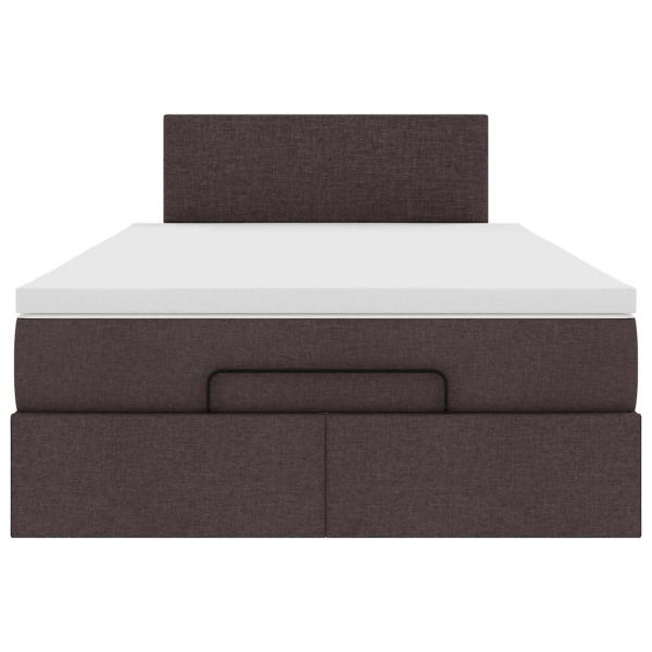 Османска легло с матрак и LED, тъмнокафяво, 120x200 см, плат