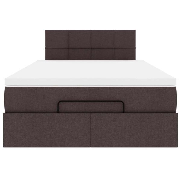 Османска легло с матрак и LED, тъмнокафяво, 120x200 см, плат