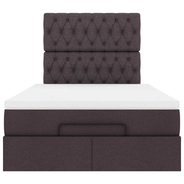 Османска легло с матрак и LED, тъмнокафяво, 120x200 см, плат