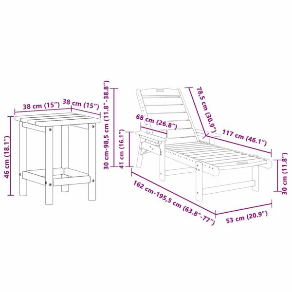 Шезлонг 3 pcs Светлосиво Полиетилен