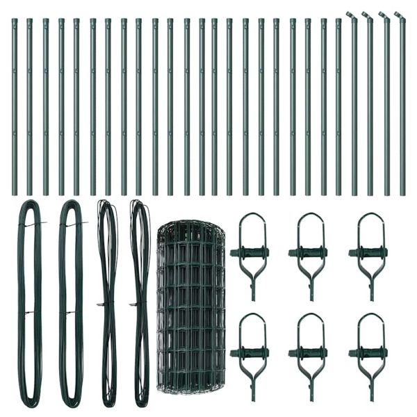 Ограда с пост Зелен 0,4 x 50 м Стомана и PVC