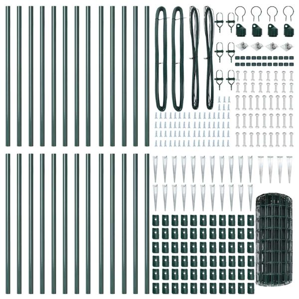 Ограда с пост Зелен 0,4 x 50 м Стомана и PVC