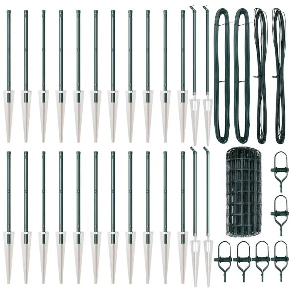 Ограда с пост Зелен 0,4 x 50 м Стомана и PVC