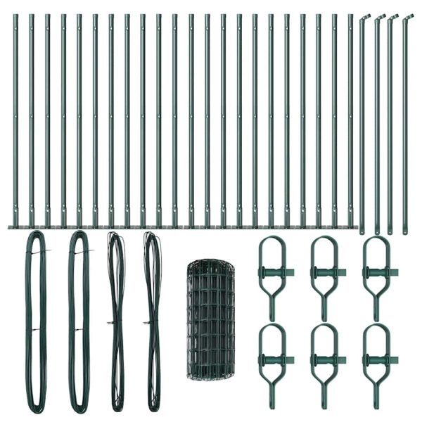Ограда с пост Зелен 0,4 x 50 м Стомана и PVC